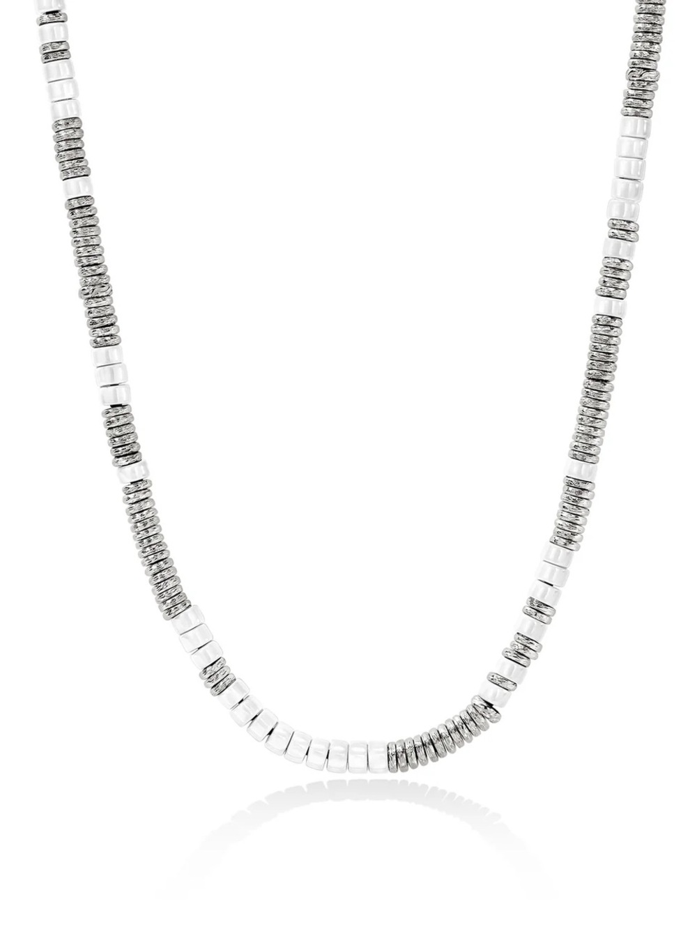 John Hardy White Enamel and Silver Heishi Necklace (NEW)